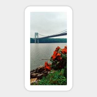 George Washington Bridge Red Roses Sticker